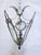 Silver gilded bronze Lantern with three etched glass panels. 3 light with candelabra base sockets. Each holds 75W light...