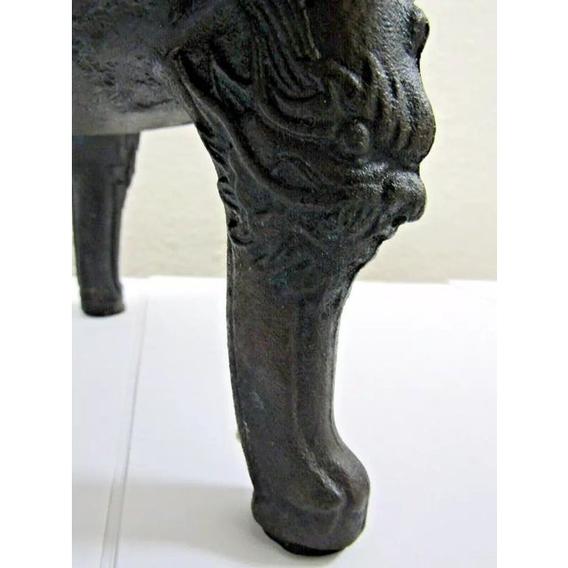 Black Vintage 1960's Ice Bucket Asian Motif Verdigris James Mont Style Barware For Sale - Image 8 of 12