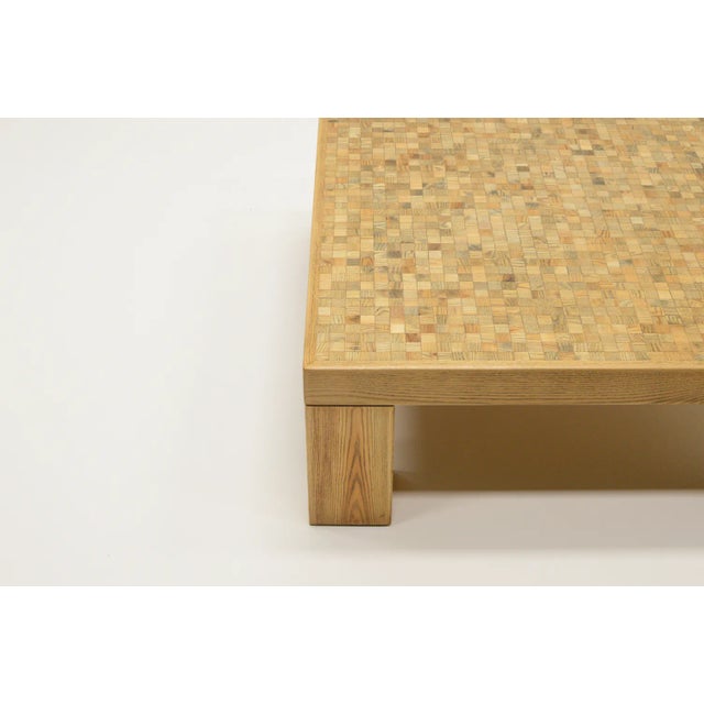 Square Oak Mosaic Coffee Table by Rolf Middelboe & Gorm Lindum for Tranekaer, Denmark, 1970s For Sale - Image 4 of 6