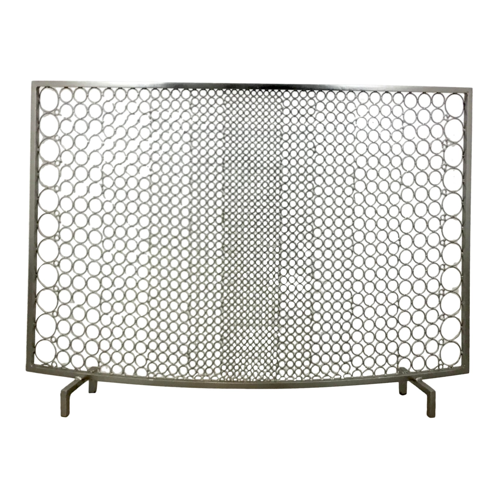 Modern Geometric Polished Nickel Fireplace Screen Chairish