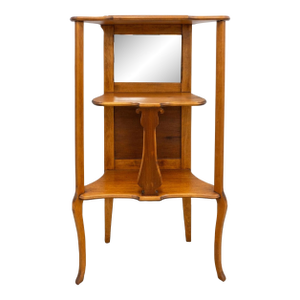 Victorian Rococo Style Satinwood Partial Mirrored Etagere