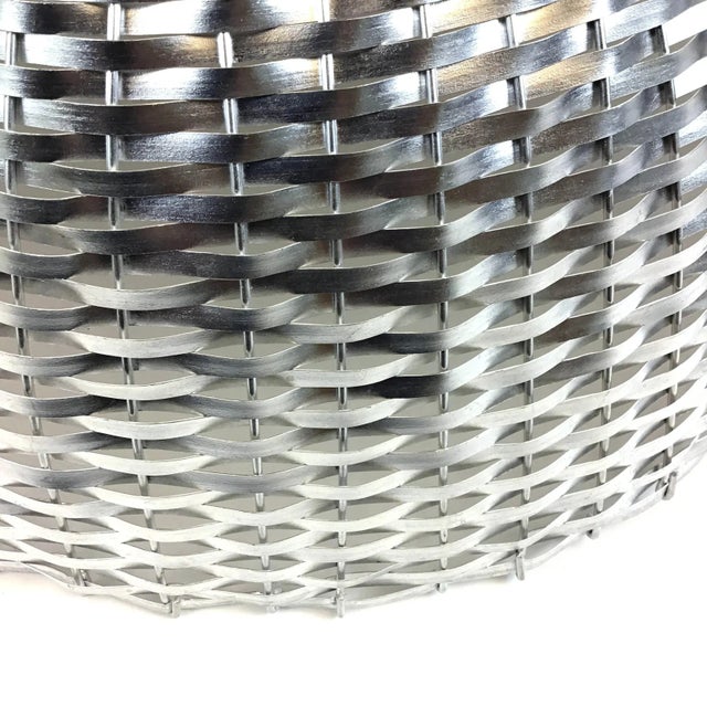 Silver Huge Aluminum Woven Basket Fruit Bowl For Sale - Image 8 of 10