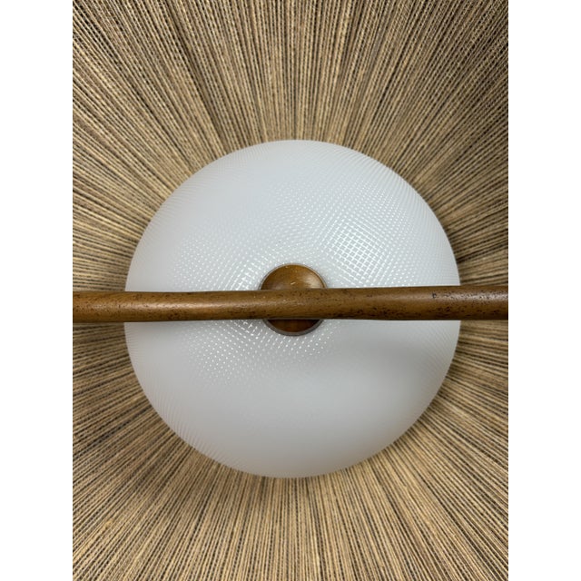 Large Mid-Century Teak and Sisal Cord Pendant Light from Temde Leuchten, 1960s For Sale - Image 9 of 11