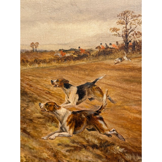 19th Century English Oil on Canvas Fox Hounds For Sale - Image 9 of 9
