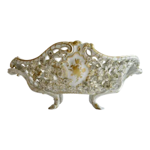 Early 19th Century German Meissen Porcelain Faux-Bois Centerpiece With 14k Gold Details