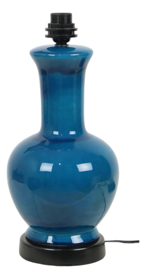 Large Italian Round Blue Ceramic Lamp, 1970s