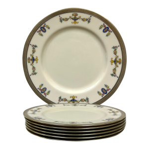 1920s Lenox "Colonial" Silver Encrusted Dinner Plates- Set of 7