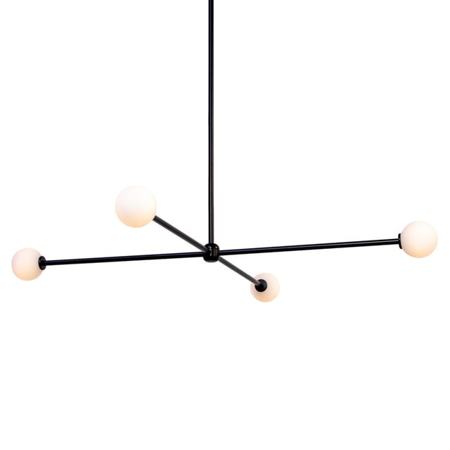 Globe Chandelier 4, Black, 20.5in H, 3 Inch Glass Globes, by Research.Lighting, Modern, Minimal Hanging Light For Sale - Image 10 of 11