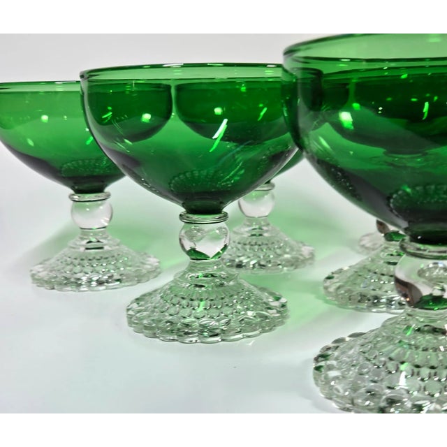 Art Nouveau Emerald Champagne Coupes- Set of Six For Sale - Image 14 of 18