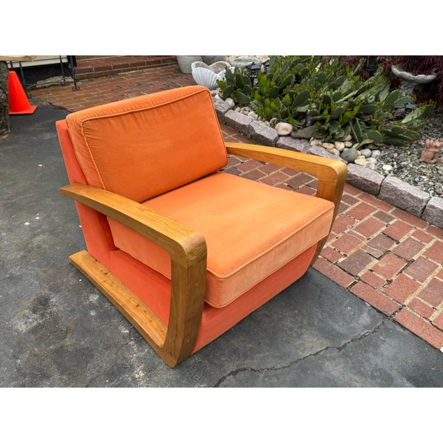 Gilbert Rohde Art Deco Style Designer Walnut Low Armchair For Sale - Image 4 of 10