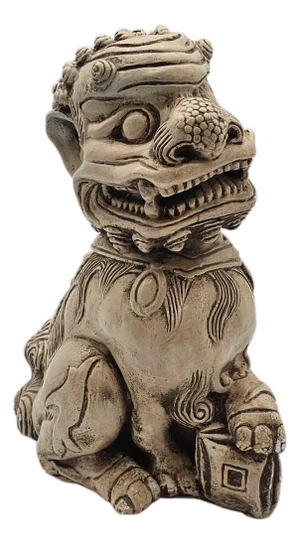 Mid-Century Chinese Guardian Lion Foo Dog Plaster Sculpture, 11-Inch