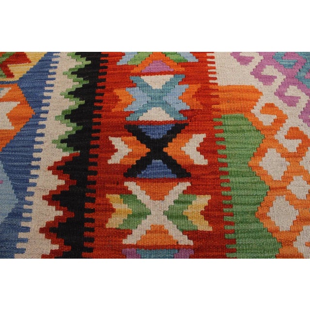 1990s 1990s 1990s Kilim Blue Rust Wool Rug - 8'4" X 11'6" For Sale - Image 5 of 7