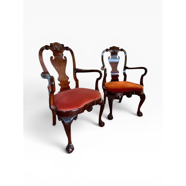 English 1980s Pair of Red Kindel Winterthur Collection Armchairs - a Pair For Sale - Image 3 of 14