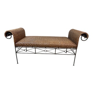 Vintage Rattan Bench, 2000s For Sale