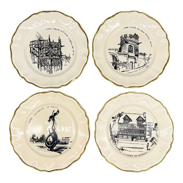 Early 20th C. French “Le Folklore” Hand-Painted Sarreguemines Plates – Country French / Provincial For Sale