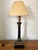 Mid 20th Century Black and Gold Neoclassical Style Column Lamp With Painted Florals For Sale - Image 6 of 12