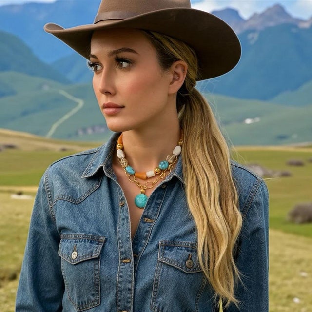 Pristine natural Turquoise enhancer that has an opening bail so that it could work with any Dina Mackney chain. Shown on...