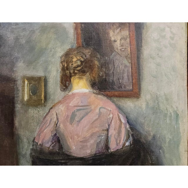 1910s The Girl in the Mirror - 1910s Oil Painting For Sale - Image 5 of 9