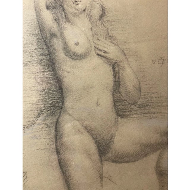 Drawing/Sketching Materials 19th Century Sir Edward John Poynter Charcoal Nude Lady Drawing Sketch For Sale - Image 7 of 14