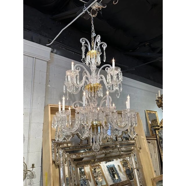 Fine quality 19th century Italian twist glass and crystal 2-tier chandelier. Circa 1890. The chandelier has been...