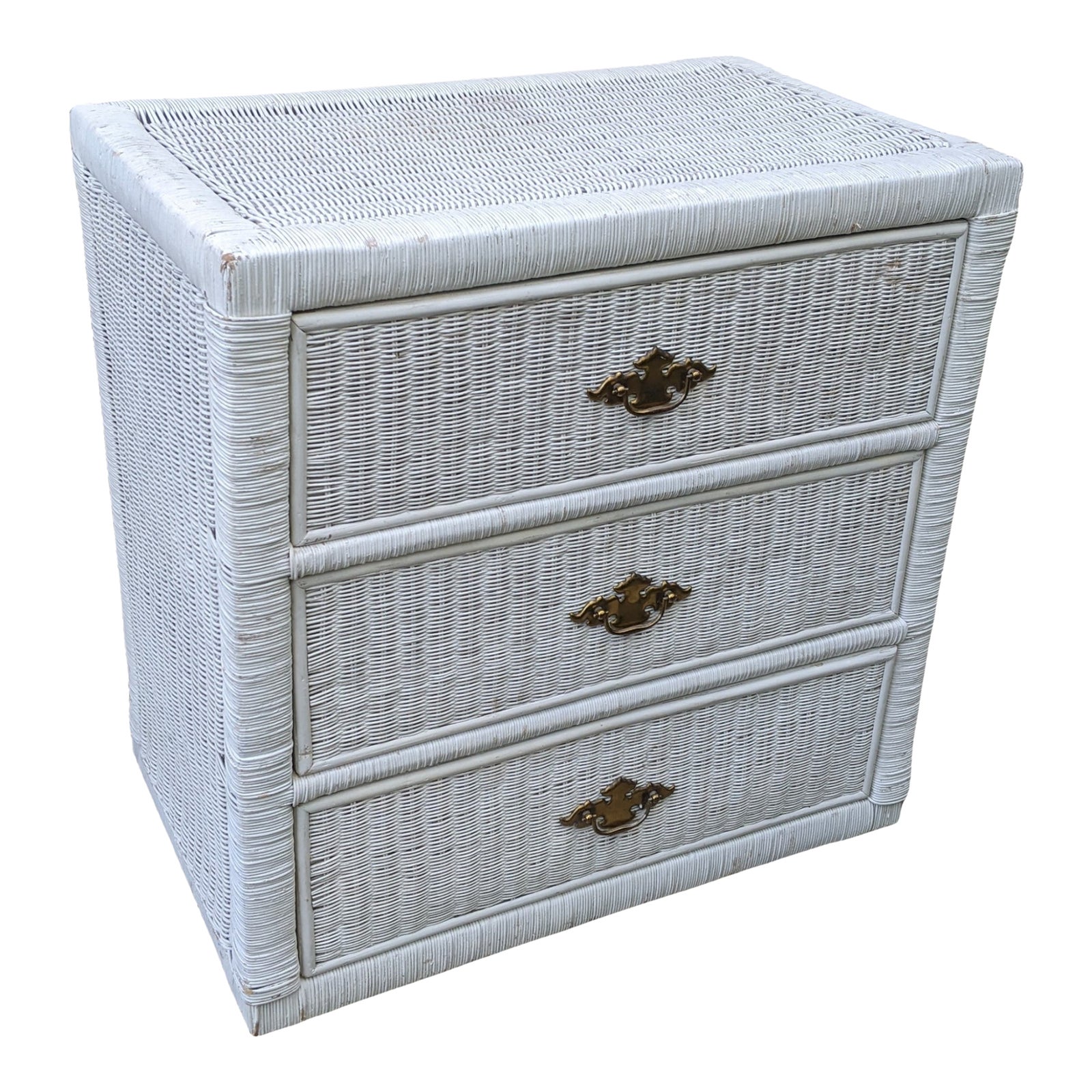 Coastal Colonial White Wicker Chest of Drawers Chairish