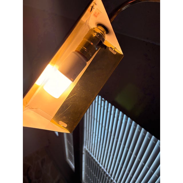 1970s Heavy Brass Adjustable Height Floor Lamp MCM “Pharmacy Lamp” For Sale - Image 4 of 12