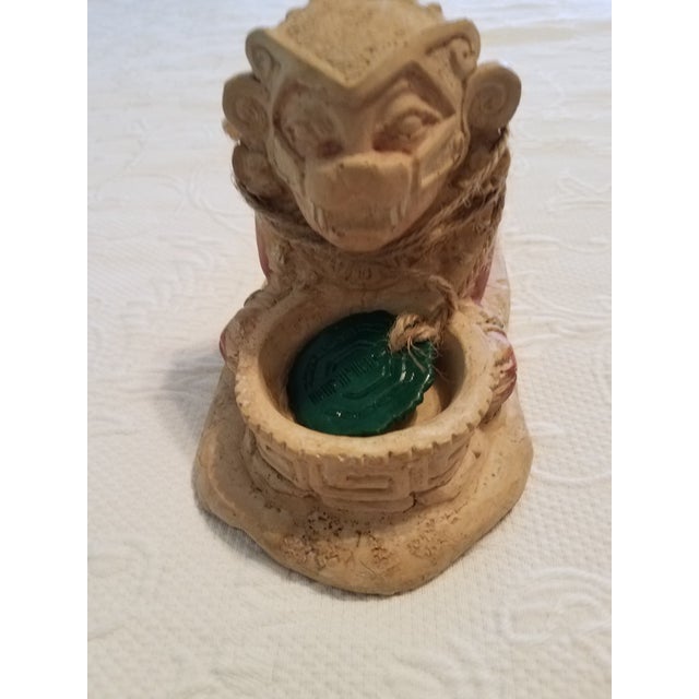 Antique earthenware mythical "Therocephalian" sculpture. This sculpture portrays a beasts head with a human body. The...