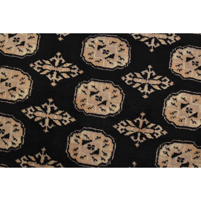 Black Bokhara Rug 9’2” X 12′ Black Wool Tribal Hand-Knotted Oriental Carpet For Sale - Image 8 of 13