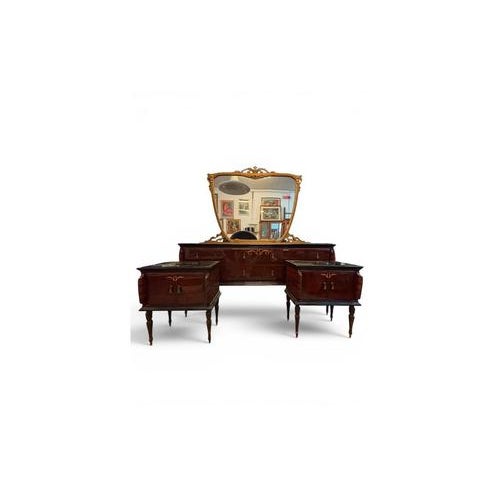 Art Deco Chest of Drawers with Mirror and Nightstands, Italy, 1930s, Set of 3 For Sale - Image 18 of 18