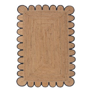 Black Scallop Edge Jute Rug 2x2 Ft. For Sale