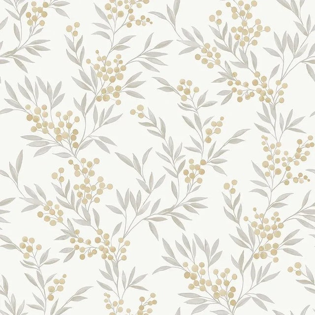 SAMPLE - Boråstapeter Forest Berries Wallpaper In Ochre And Ivory For Sale