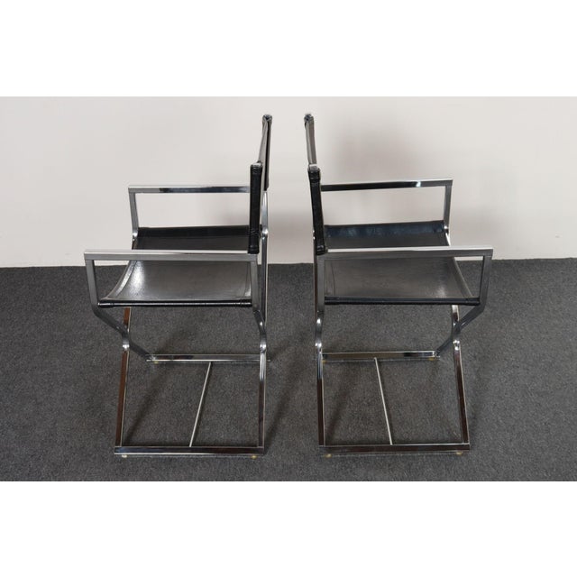 Pair of Vintage Chrome and Naugahyde Director's Chairs by Robert Kjer Jakobsen For Sale In New York - Image 6 of 18