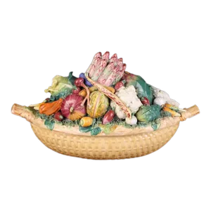Antique 19th Century Jacob Petit Paris Porcelain Trompe l'Oeil Vegetable Tureen