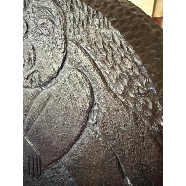Mid Century Brutalist Studio Pottery Sculpture | Wpa Influence | Male Female Figural Relief | Blue Black Ceramic For Sale - Image 10 of 12