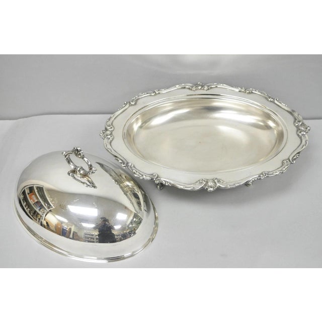 Vintage Eton Victorian Silver Plated Large Oval Covered Warming Dish Platter For Sale - Image 12 of 18