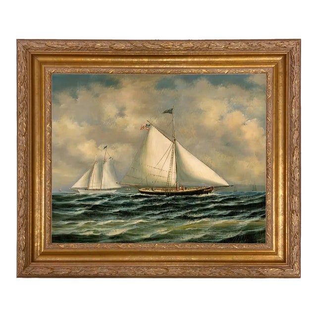"1851 Sloop Maria" Contemporary American Nautical Reproduction Canvas Print, Framed For Sale