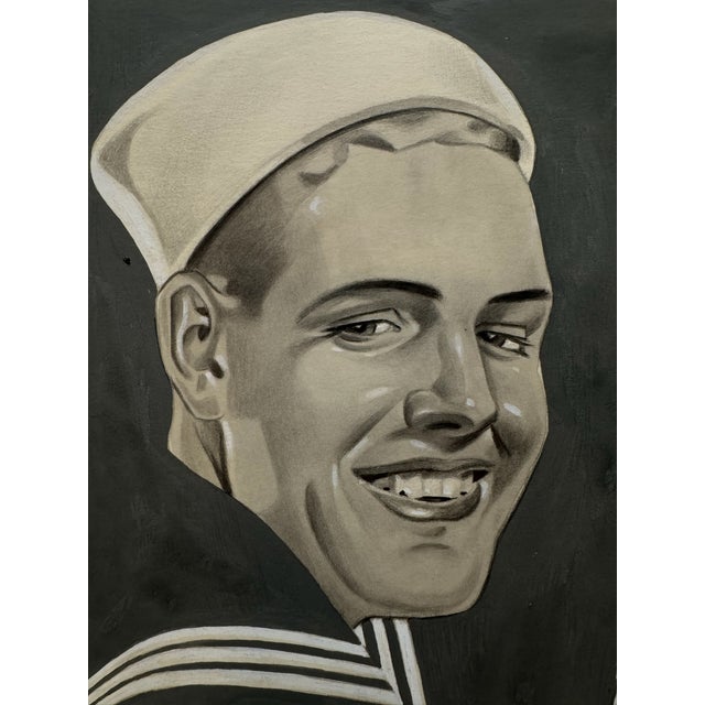 Original graphite pencil drawing by American artist and illustrator Theodore E. Schrock (1879–1952), depicting a smiling...