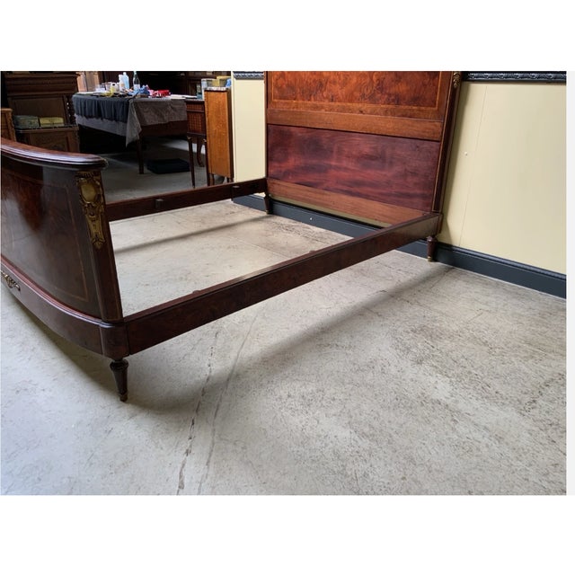 Brown Antique Art Nouveau Ornate Bed, 1910 For Sale - Image 8 of 9