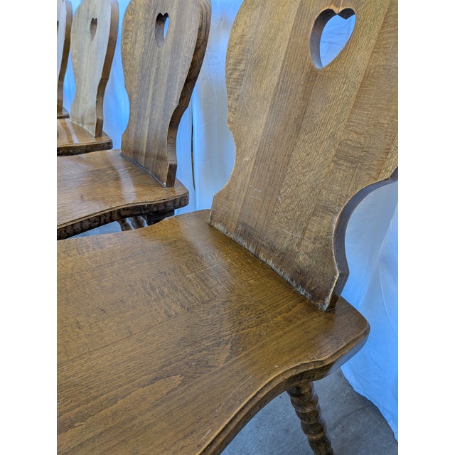 Vintage Tyrolean Heart Cutout Wooden Dining Chairs, 1970s, Set of 6 For Sale - Image 17 of 18