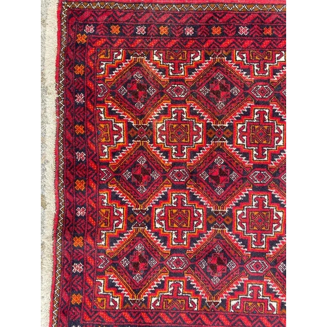 Mid-Century Turkmen Afghan rug with beautiful tribal design and nice colors, entirely hand knotted with wool velvet on...