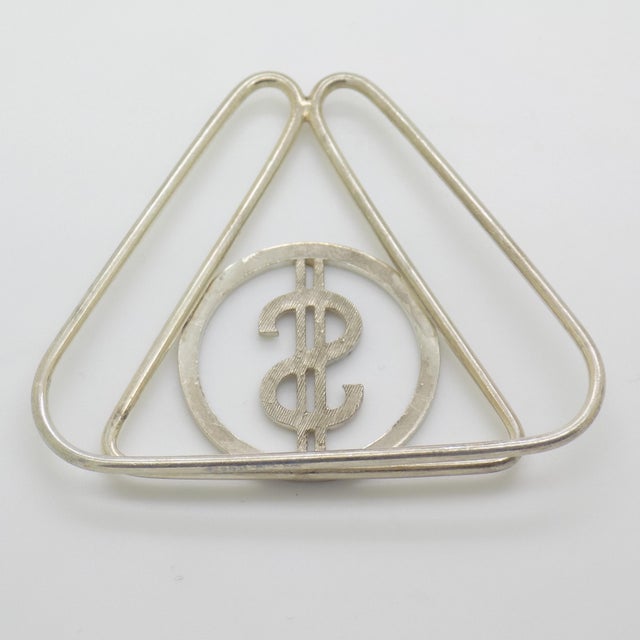 Vintage Italian Handmade Genuine Silver Money Clip With Dollar Symbol For Sale - Image 4 of 8
