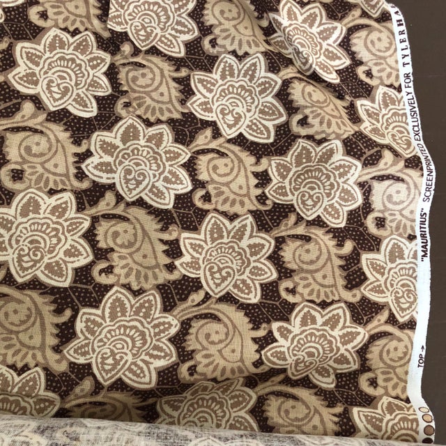 2010s Tyler Hall Exclusive Mauritius Cream and Brown and Beige Pattern Fabric For Sale - Image 5 of 6