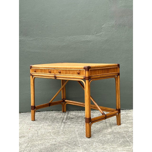 Late 20th Century Vintage Pencil Reed Writing Desk For Sale - Image 5 of 12