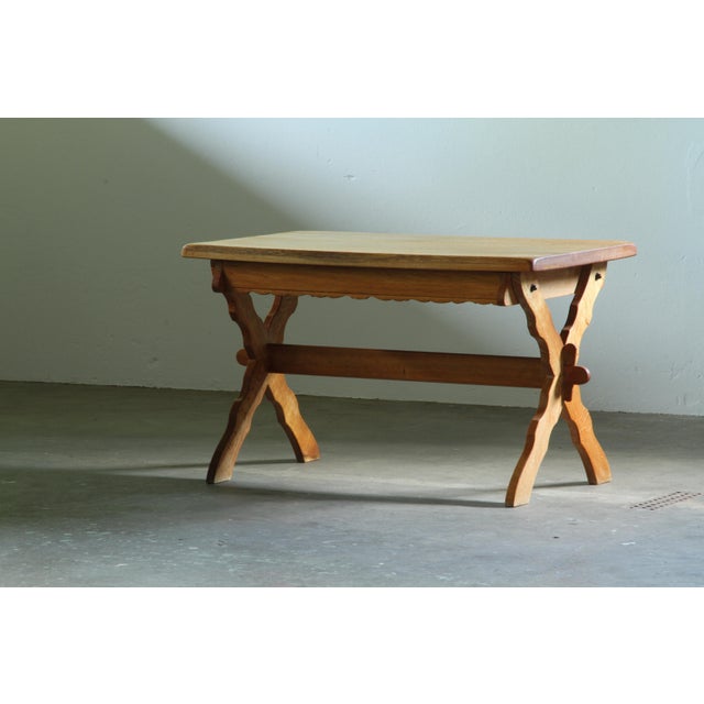 Small Vintage Brutalist Oak Writing Desk, Denmark, 1960s For Sale - Image 11 of 17
