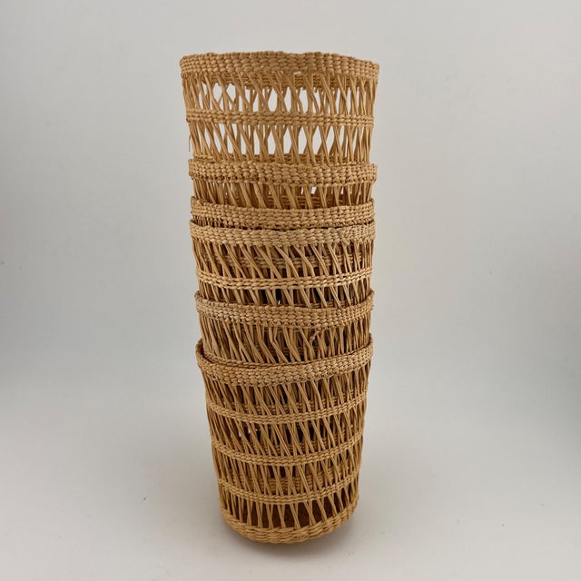Vintage Woven Rattan Wicker Glass Holders Coastal Barware - Set of 6 For Sale - Image 11 of 11