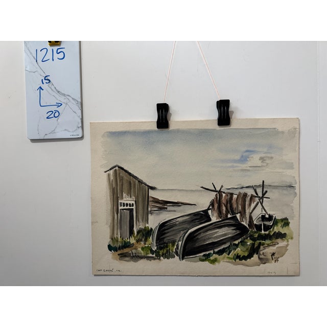 Paper Henry Emil Salloch Original Watercolor on Paper Cap Gaspé, Quebec, Canada. 1959. For Sale - Image 7 of 7