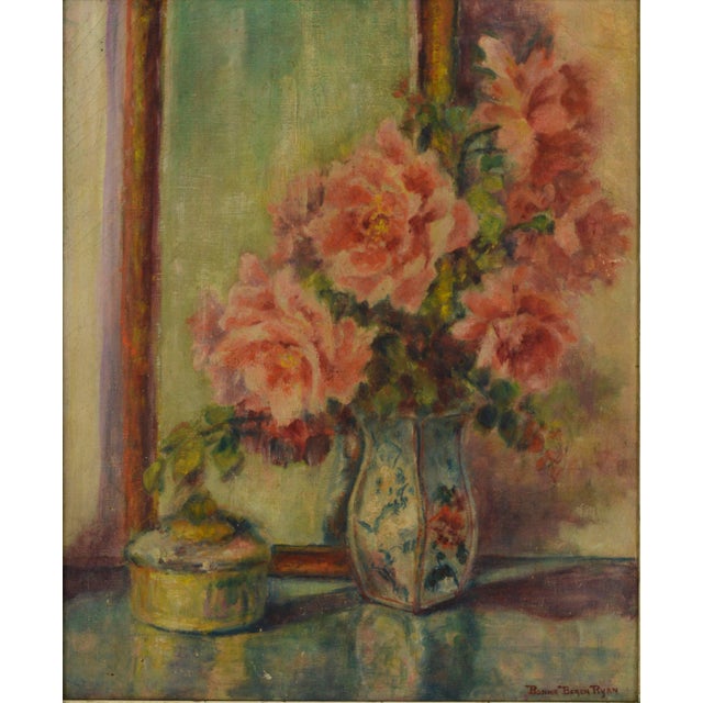 Roses and vase by Bonnie Beach Ryan (American, 1901-1940). In 1933, Bonnie Beach Ryan held her first solo show of flower...