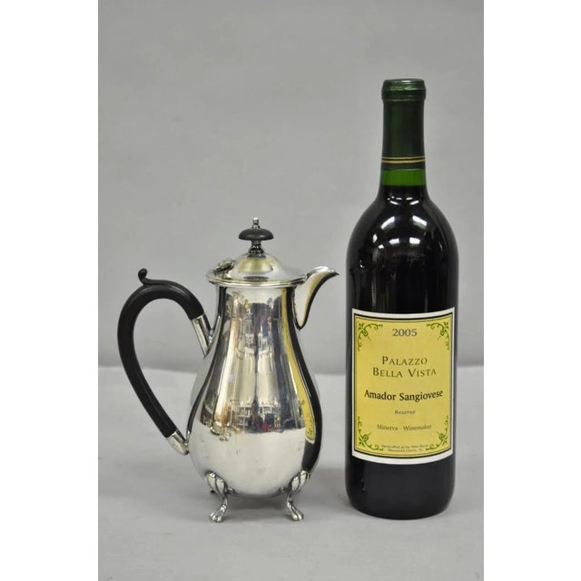 Vintage English Sheffield Victorian Silver Plated Small Coffee Tea Pot Creamer with Wooden Handle. Circa Mid 20th Century....