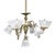 Brass Electric & Gas 7-Light Chandelier & Diamond Cut Ruffled Glass Shades C1890 For Sale - Image 4 of 13