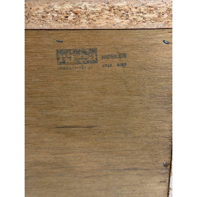 In Style of Henning Kjærnulf Oak High Sideboard Credenza With Sliding Leaded Glass Doors Danish Mid-Century Modern 1970s For Sale In Los Angeles - Image 6 of 11
